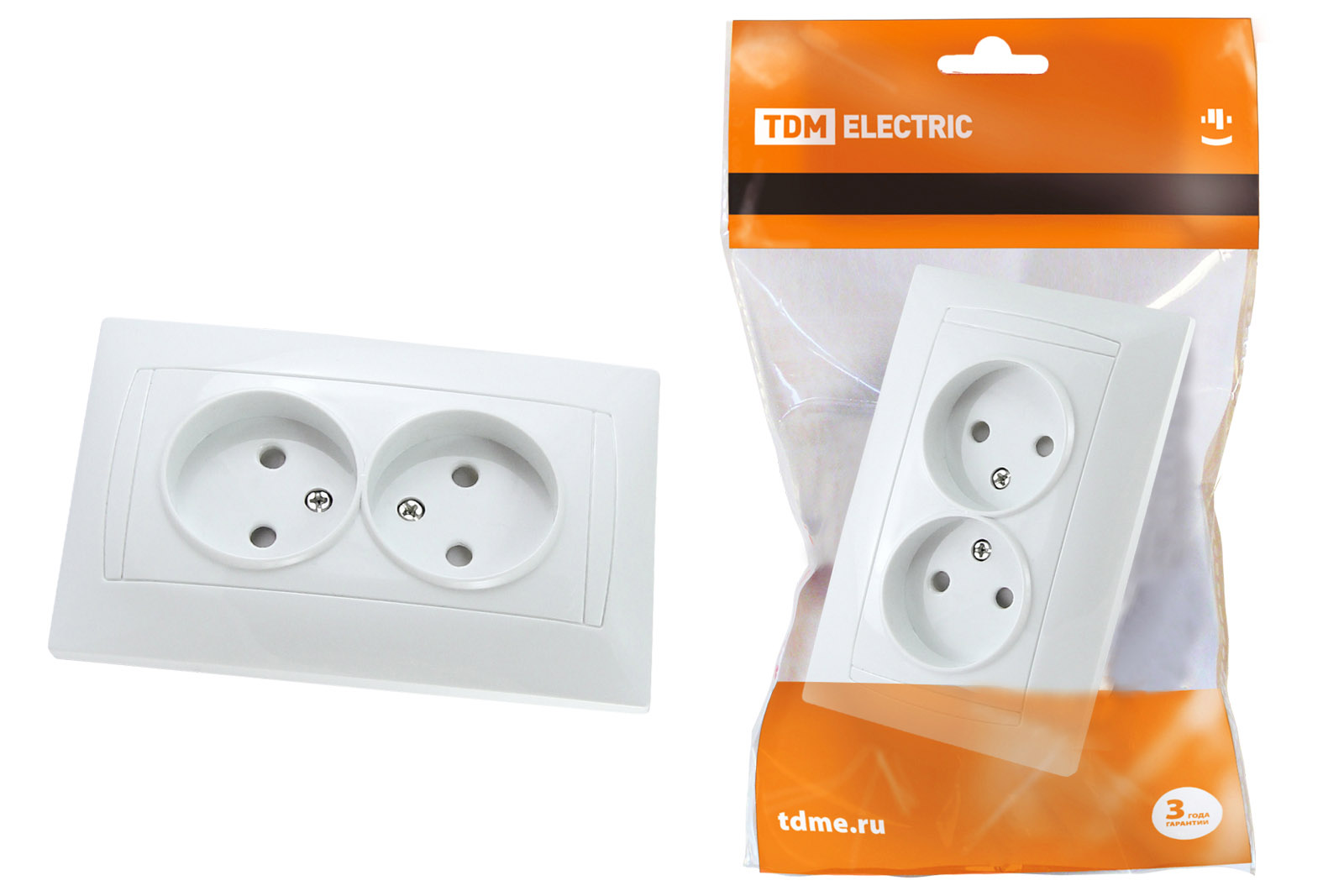 Розетка двойная 2П 10А 250В с защ. шт. белая