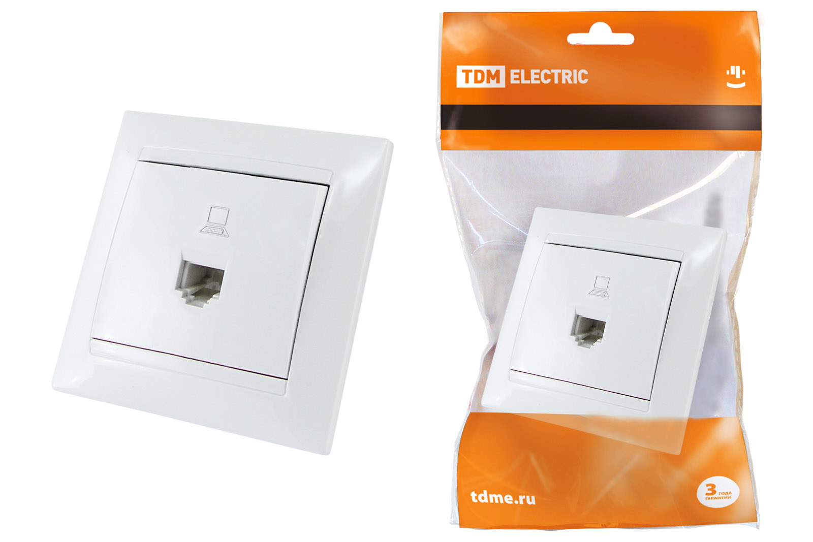 Розетка компьютерная RJ45 белая