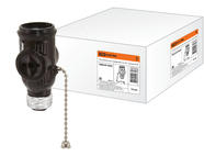 Патрон-розетка карболитовый с выключателем, Е27, черный, TDM