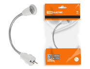 Переходник вилка-Е27 гибкий 300мм, белый, TDM