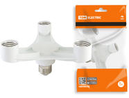 Переходник Е27-3хЕ27, белый, TDM