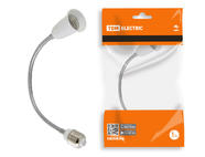 Переходник Е27-Е27 гибкий 300мм, белый, TDM