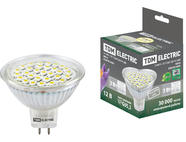 Лампа светодиодная MR16-3 Вт-12 В -3000 К–GU 5,3 SMD TDM