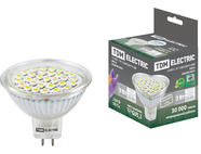 Лампа светодиодная MR16-3 Вт-220 В -4000 К–GU 5,3 SMD TDM