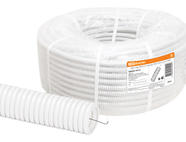 Труба гофр. ПВХ d 16 с зондом (50 м) легкая, белая TDM