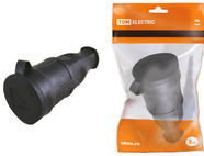 Розетка переносная с заглушкой каучук 2Р+РЕ 16А 250В IP44 TDM