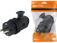 Вилка угловая с ушком каучук 2Р+РЕ 16А 250В IP44 TDM