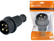 Вилка прямая каучук 3Р+РЕ 32А 380В IP44 TDM