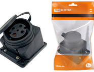 Розетка настенная с загл. наклон. каучук 3Р+РЕ 32А 380В IP44 TDM