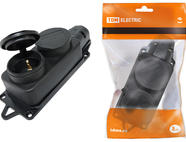 Розетка двухместная с заглушками каучук 2Р+РЕ 16А 250В IP44 TDM