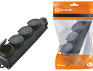 Розетка четырехместная с заглушками каучук 2Р+РЕ 16А 250В IP44 TDM