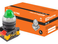 Лампа AL-22 сигнальная d22мм зеленый неон/230В цилиндр TDM