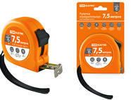 Рулетка, длина 7.5 м, стальная лента, ширина 25 мм, пластиковый корпус, 
