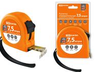 Рулетка, длина 7.5 м, стальная лента, ширина 25 мм, прорезиненное покрытие, магнит, 