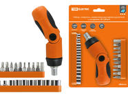 Набор, отвертка с реверсивно-рычажной рукояткой с насадками, №2, 21 предмет 