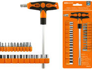 Набор, отвертка с Т-образной ручкой с битами и торцевыми головками, №3, 21 предмет 