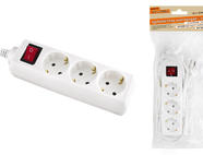 Удлинитель народный УН03В выключатель, 3 гнезда, 1,5метра, с/з, ПВС 3х0,75мм2  10А/250В