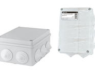 Распаячная коробка ОП 150х110х70мм, крышка, IP44, 10 гермовводов, инд. штрихкод, TDM