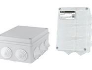 Распаячная коробка ОП 150х110х70мм, крышка, IP55, 10 гермовводов, инд. штрихкод, TDM