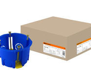 Установочная коробка СП D68х45мм, саморезы, пл. лапки, синяя, IP20, TDM