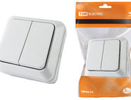 Выключатель 2-кл. открытой установки IP20 10А, белый 