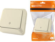 Переключатель на 2 направления 1-кл. открытой установки IP20 10А, сл. кость 