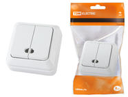 Выключатель 2-кл. открытой установки с подсветкой IP20 10А, белый 