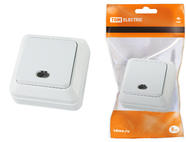 Выключатель 1-кл. открытой установки с подсветкой IP20 10А, белый 