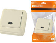 Выключатель 1-кл. открытой установки с подсветкой IP20 10А, сл. кость 