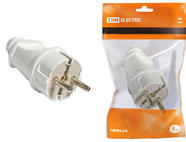 Вилка прямая с/з белая 16А 250В TDM