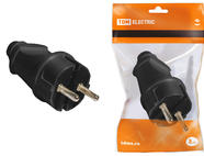 Вилка прямая с/з черная 16А 250В TDM