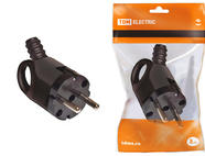 Вилка угловая с ушком с/з черная 16А 250В TDM