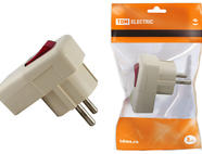 Вилка угловая с/з с выключателем белая 16А 250В TDM