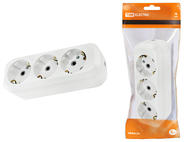 Колодка розеточная 3 гнезда 2П+3 16А 250В белая TDM