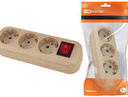 Колодка розеточная 3 гнезда 2П+3 с выключателем16А 250В 