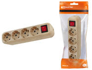 Колодка розеточная 4 гнезда 2П+3 с выключателем16А 250В 