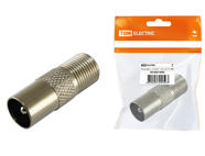 Переходник гнездо F - штекер TV, инд. упаковка TDM