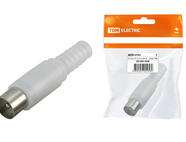 Штекер TV антенный пласт. без пайки белый, инд. упаковка TDM