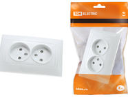 Розетка двойная 2П 10А 250В с защ. шт. белая 