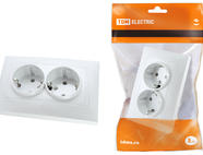 Розетка двойная 2П+З 16А 250В с защ. шт. белая 