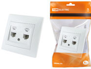 Розетка двойная телефонная RJ11  белая 