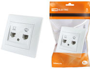 Розетка телефонная RJ11 + компьютерная RJ45 белая 