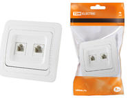 Розетка компьютерная RJ-45 + TФ (RJ-11) белая 